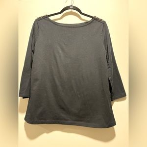 A New Day Black fitted shirt a bit of a flare at the bottom.